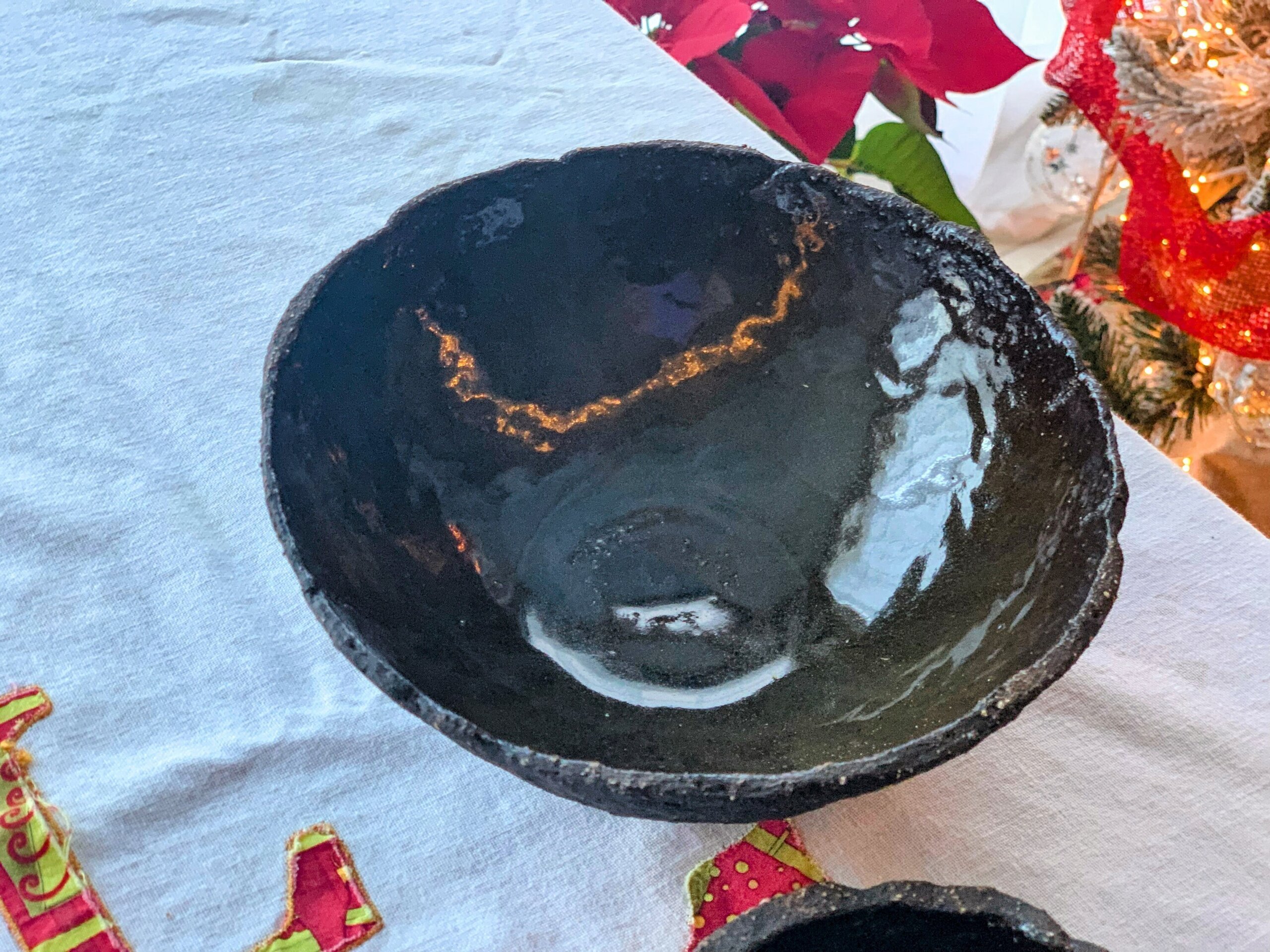 Juego de un cuenco grande y otro pequeño, en gres negro - 3