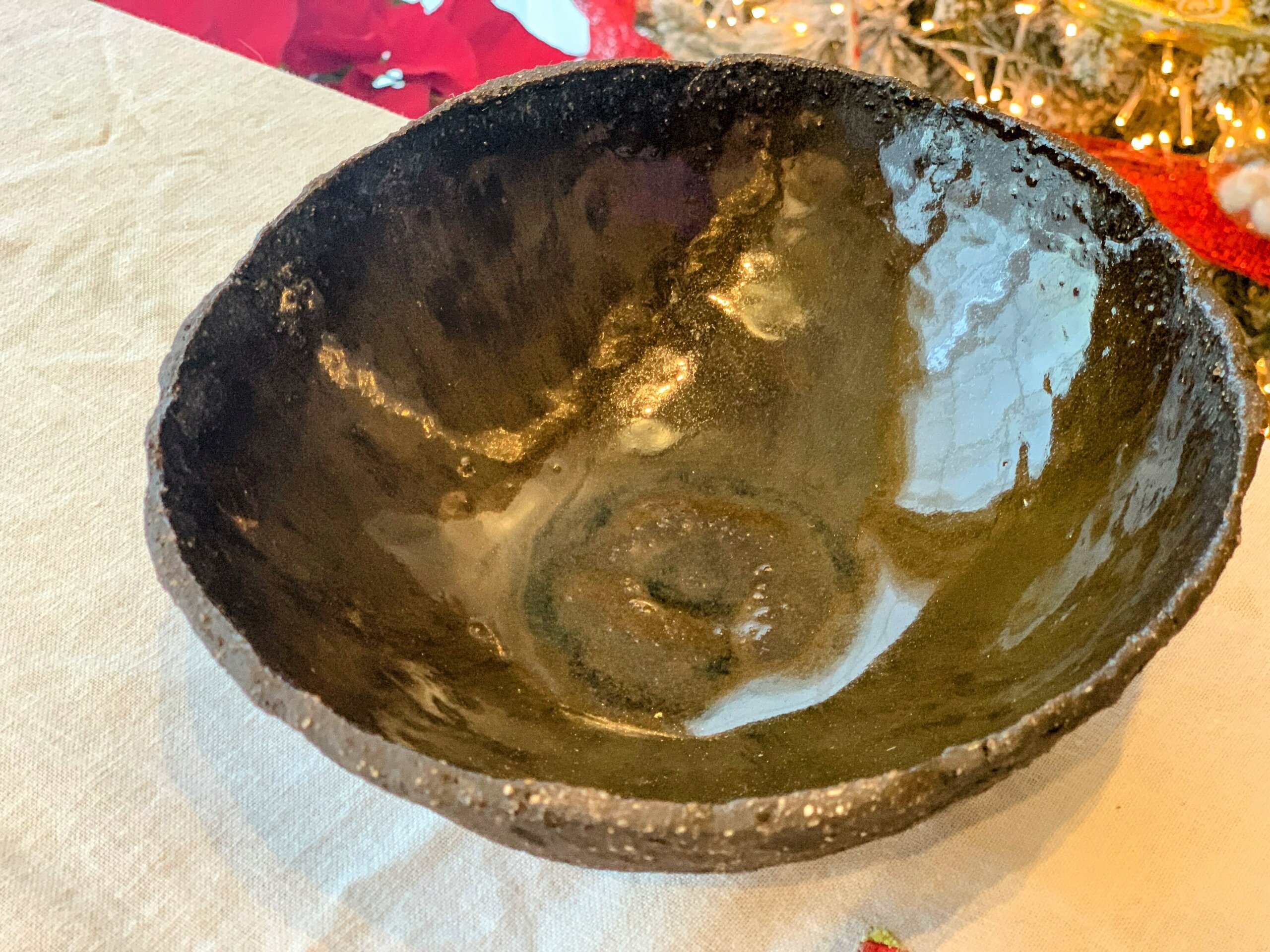 Juego de un cuenco grande y otro pequeño, en gres negro - 5