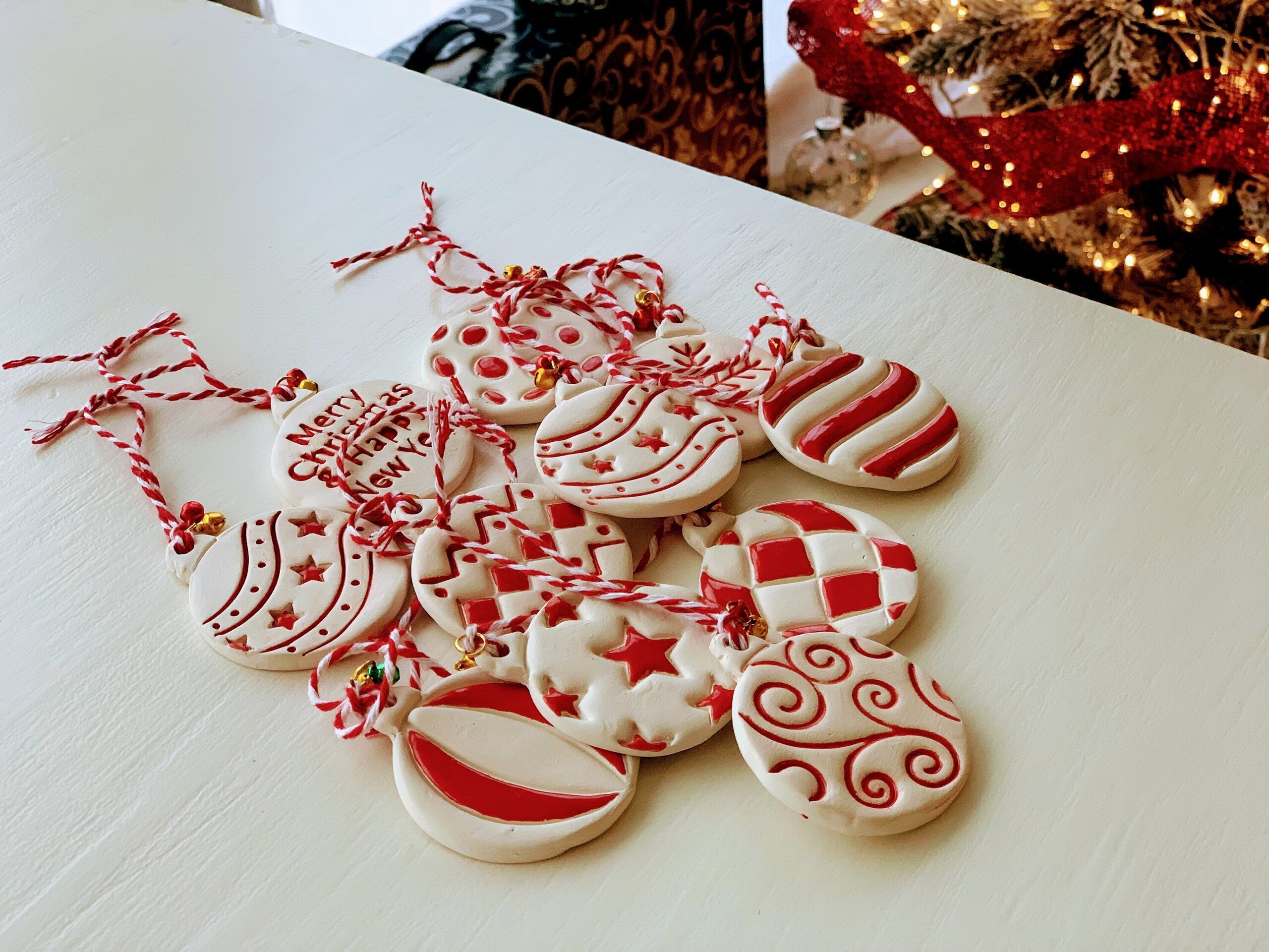 Bolas planas de cerámica para árbol de Navidad. - 4