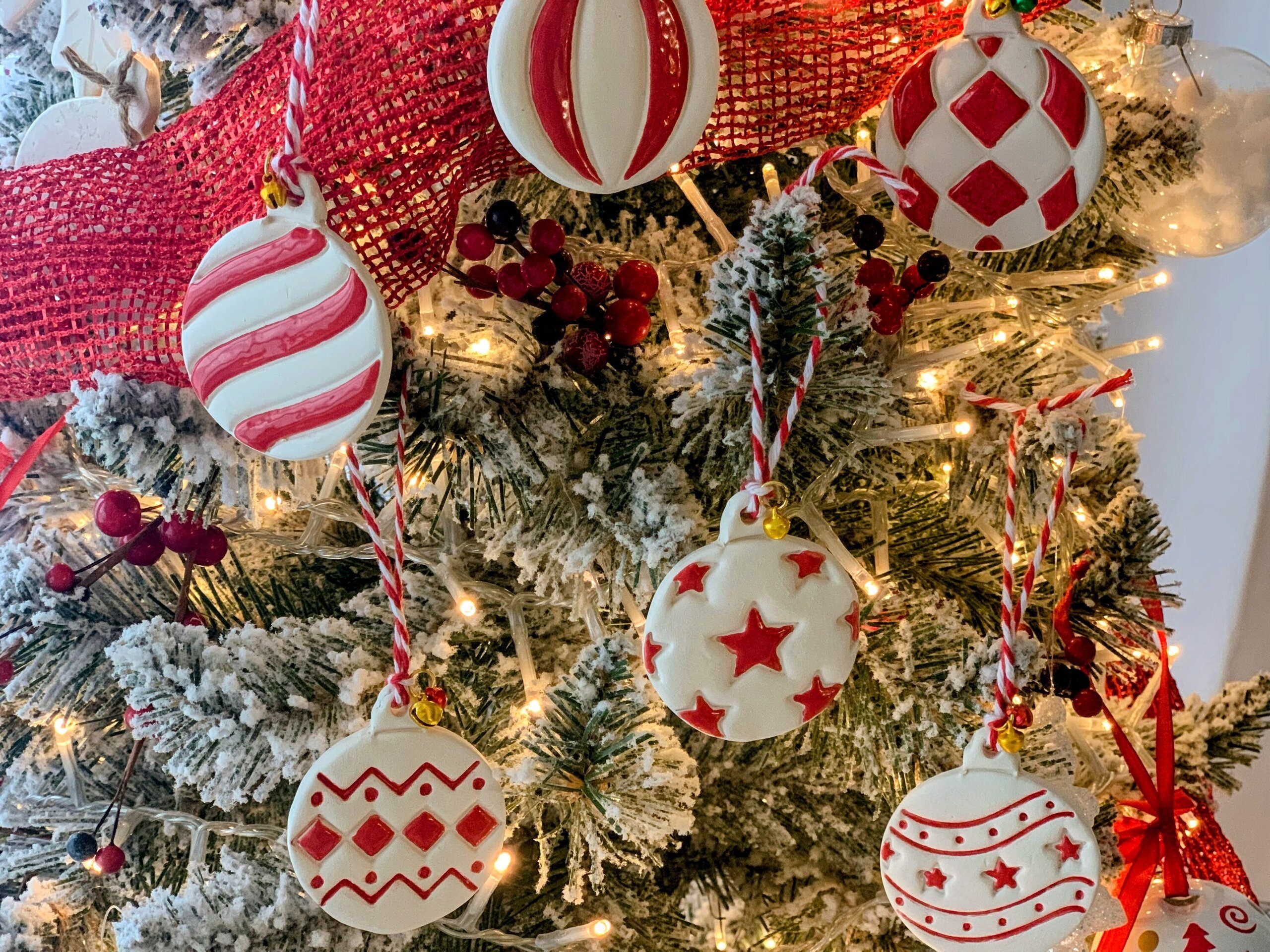 Bolas planas de cerámica para árbol de Navidad. - 5
